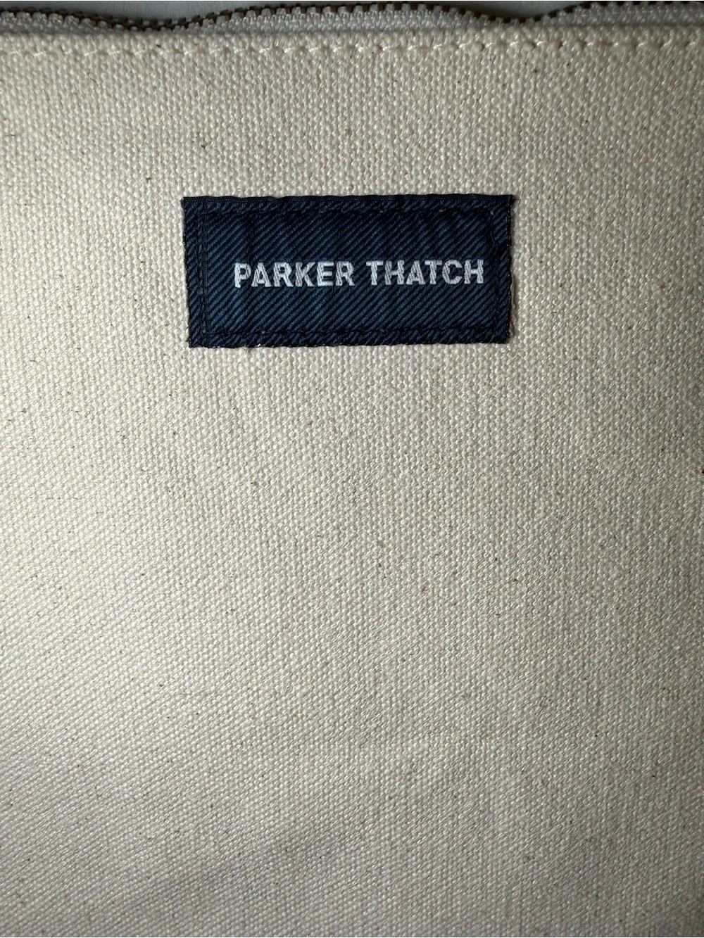 Parker Thatch Baby Lee Canvas Stripes Pouch Clutch Bag Leather Zipper Pull USED